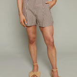 Rosetta Pleated Checkered Shorts