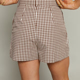Rosetta Pleated Checkered Shorts