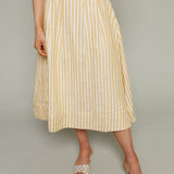 Kenzie Linen Pleated Striped Skirt