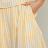 Kenzie Linen Pleated Striped Skirt