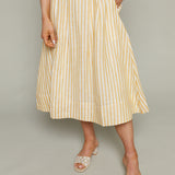 Kenzie Linen Pleated Striped Skirt