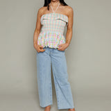Celine Smocked Plaid Halter Top