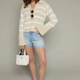 Camden Striped Polo Sweater - Off White