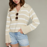 Camden Striped Polo Sweater - Off White