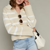 Camden Striped Polo Sweater - Off White