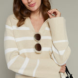 Camden Striped Polo Sweater - Off White