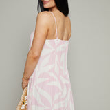 Phillipa Palm Pleated Midi Dress