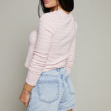 Isla Cropped Rib Striped Henley Top