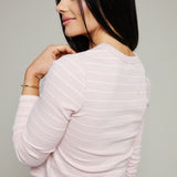 Isla Cropped Rib Striped Henley Top