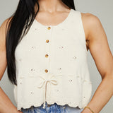 Kiana Scalloped Tie Waist Knit Sweater