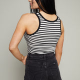 Cecelia Striped Scoop Tank - Black