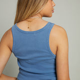 Jasmine Scoop Rib Tank - Vintage Indigo