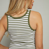 Cecelia Striped Scoop Tank - Fern