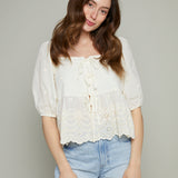 Larissa Embroidered Front Tie Top