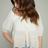 Larissa Embroidered Front Tie Top