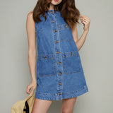 Hunter Button Front Denim Mini Dress