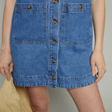 Hunter Button Front Denim Mini Dress