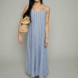 Caroline Linen Striped Midi Dress