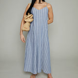 Caroline Linen Striped Midi Dress