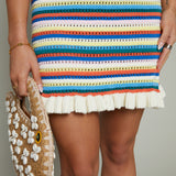 Fisher Crochet Striped Mini Dress