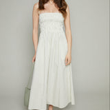Skylar Smocked Bodice Midi Dress - Sage Egret