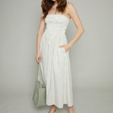 Skylar Smocked Bodice Midi Dress - Sage Egret