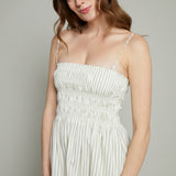 Skylar Smocked Bodice Midi Dress - Sage Egret