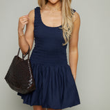 Karly Navy Smocked Mini Dress