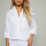 Jensen Airy Gauze Button Up - White