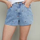 Kasey Floral Embroidered Denim Shorts