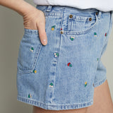 Kasey Floral Embroidered Denim Shorts