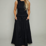 Macky Poplin Maxi Skirt - Noir