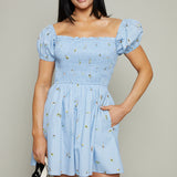 Barrett Puff Sleeve Printed Mini Dress