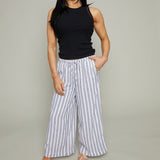Kiya Striped Linen Pant - White
