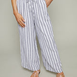 Kiya Striped Linen Pant - White