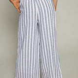 Kiya Striped Linen Pant - White