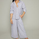 Kiya Striped Linen Pant - White