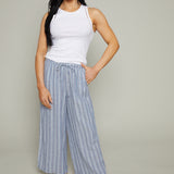 Kiya Striped Linen Pant - Indigo