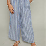 Kiya Striped Linen Pant - Indigo