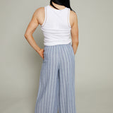 Kiya Striped Linen Pant - Indigo
