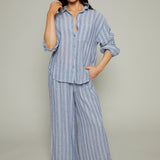 Kiya Striped Linen Pant - Indigo