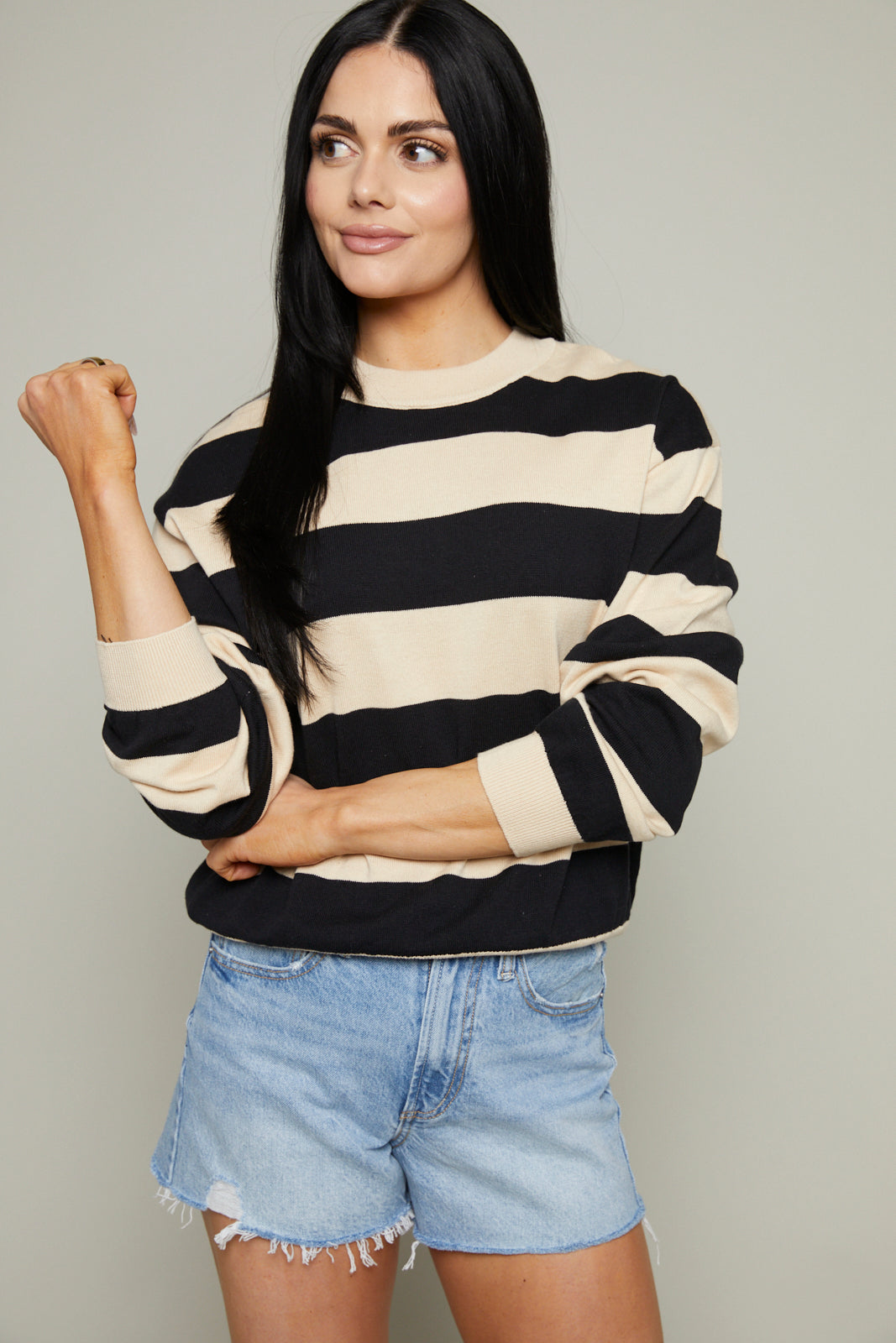 Devon Striped Sweater - Black