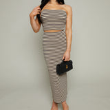 Dylan Pique Striped Tube Top - Putty