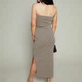 Dylan Pique Striped Tube Top - Putty
