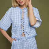 Jill Ric Rac Gingham Top - Blue