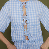 Jill Ric Rac Gingham Top - Blue
