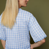 Jill Ric Rac Gingham Top - Blue