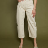 Elena High Rise Barrel Leg Jeans - Ecru
