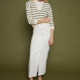 Diana Navy Striped V-Neck Sweater