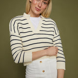 Diana Navy Striped V-Neck Sweater